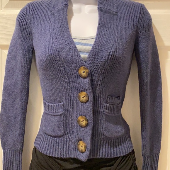 American Eagle button up ribbed knit cardigan in cobalt blue in size XS - Picture 3 of 14